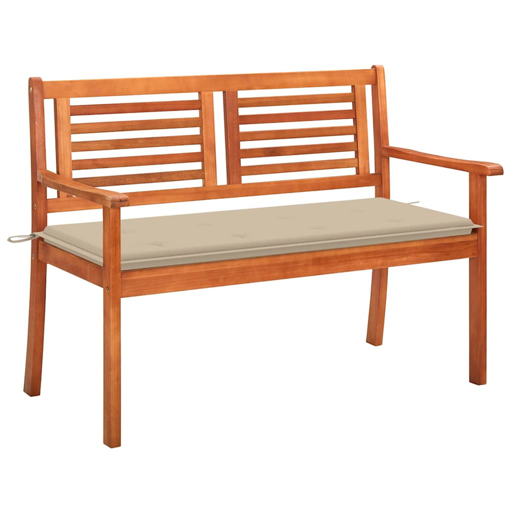 Banc de jardin 2 places avec coussin 120 cm bois d'eucalyptus