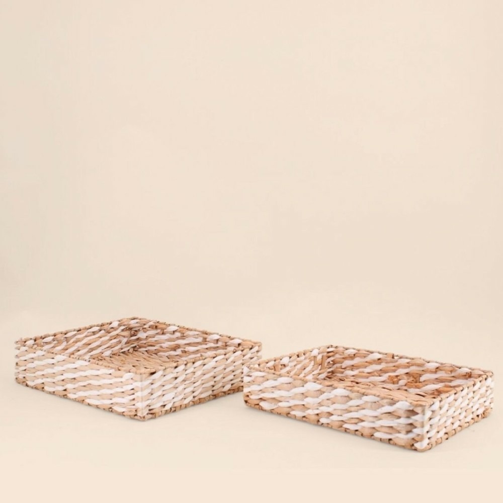 Lot de 2 plateaux naturels bicolores