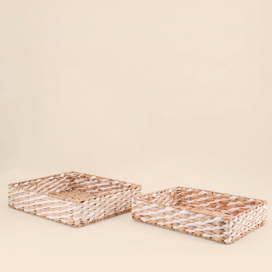 Lot de 2 plateaux naturels bicolores