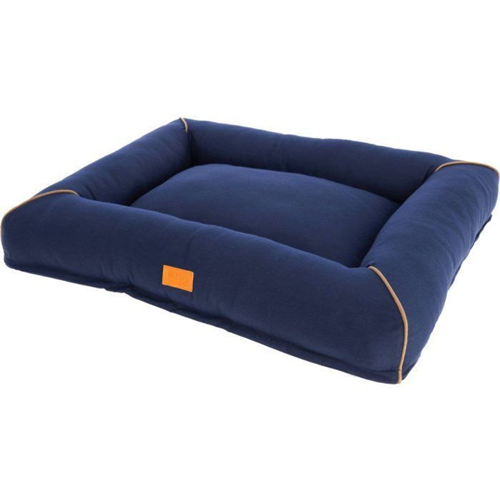 Corbeille jerome – bleu foncé / cognac – 75 × 60 × 10 cm