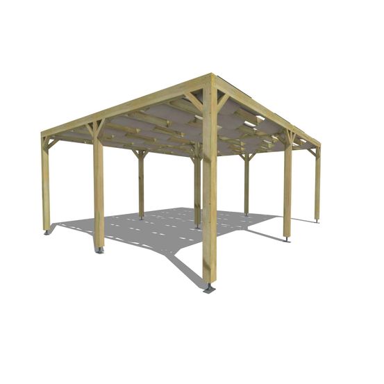 Pergola bois • 6m x 5m • indépendante • sens largeur • voilage semi-transparent inclus • livraison comprise