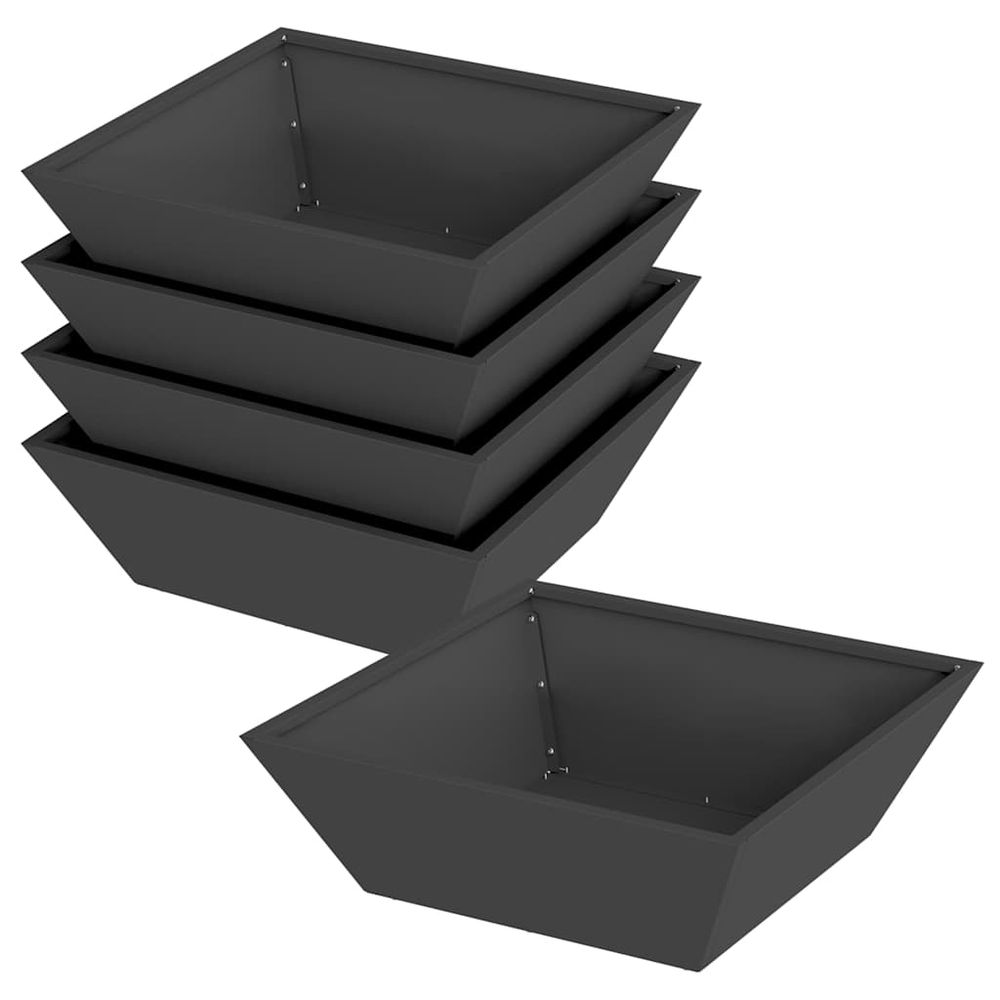 Cache-pot de jardin 5 pc noir 50 x 50 x 15 cm