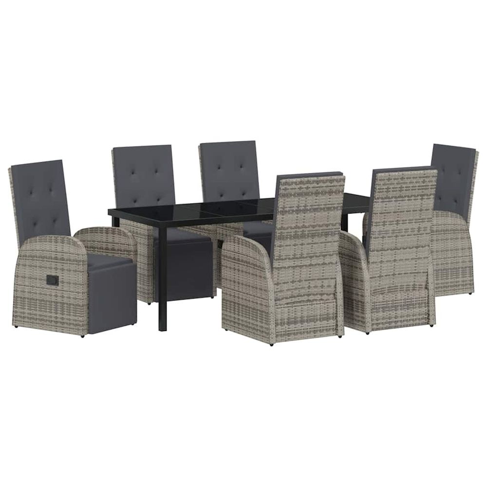 Ensemble de salle à manger pour jardin 7 pc gris polyrotin