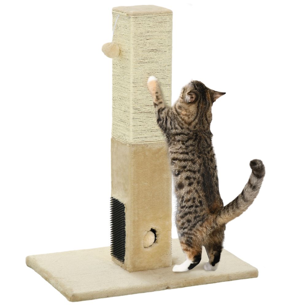 Griffoir chat en jute 59,5 x 39 x 79 cm beige crème avec 3 balles sonores