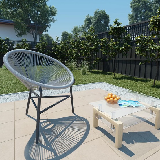Chaise de jardin sous forme de lune résine tressée gris