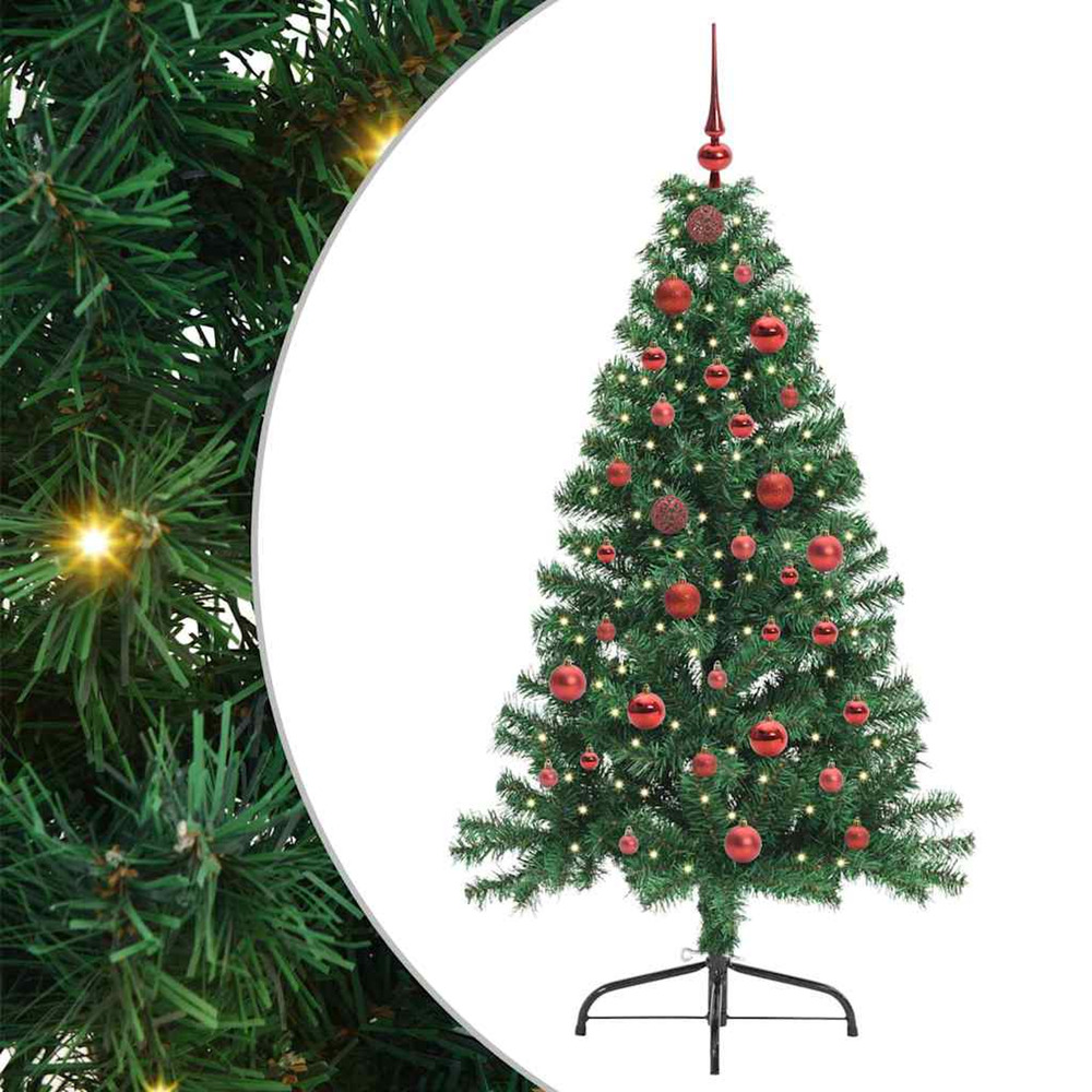Sapin de noël artificiel pré-éclairé vert 150 cm pvc