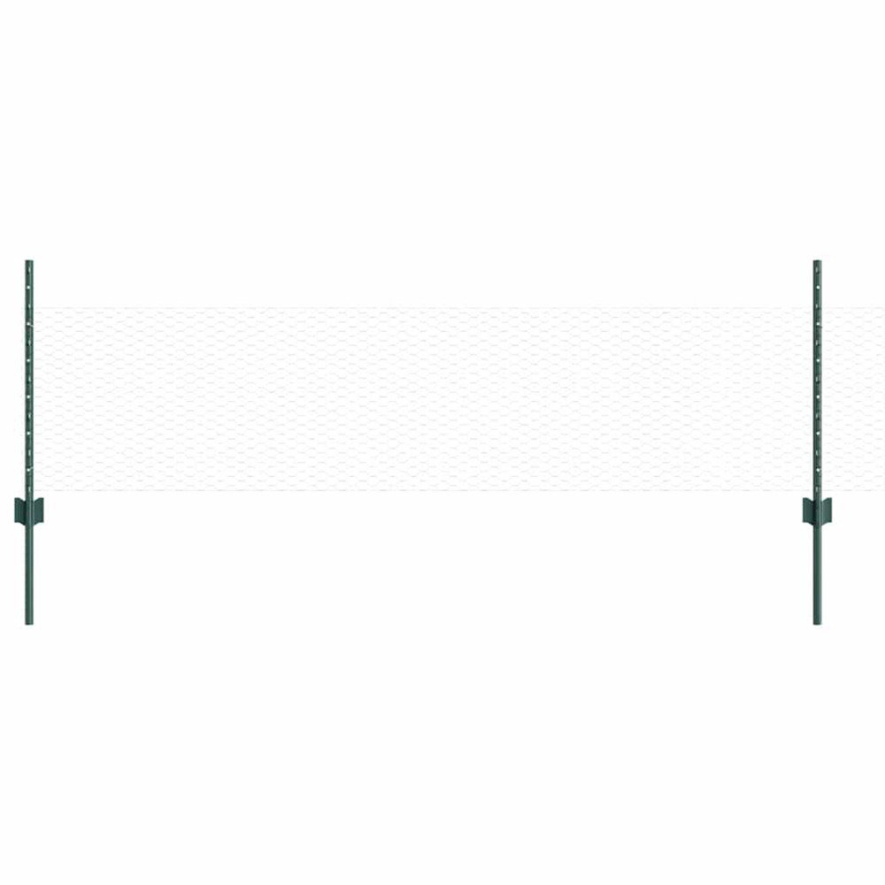 Clôture avec poteau vert 0,5 x 10 m acier et pvc