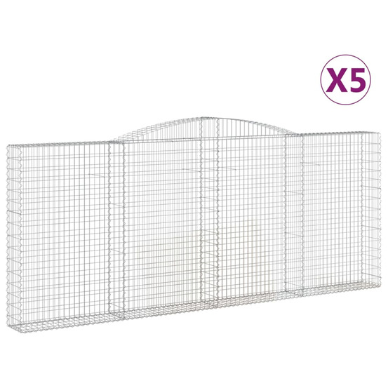 Paniers à gabions arqués 5 pcs 400x30x160/180 cm fer galvanisé