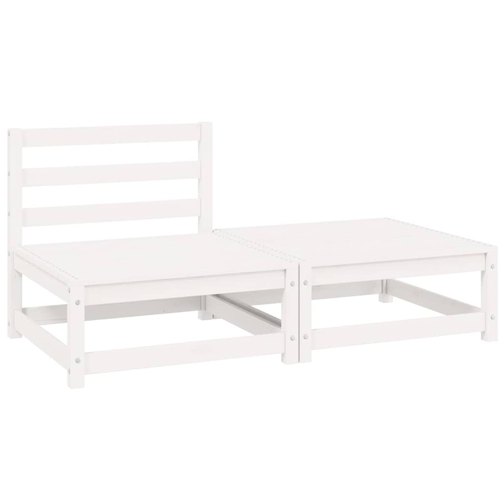 Salon de jardin 2 pcs blanc bois de pin massif