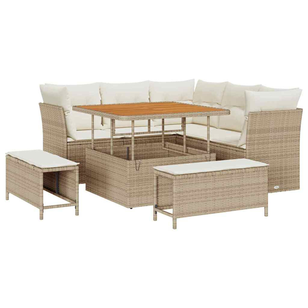 Ensemble de canapé de jardin 8 pcs beige polyrotin