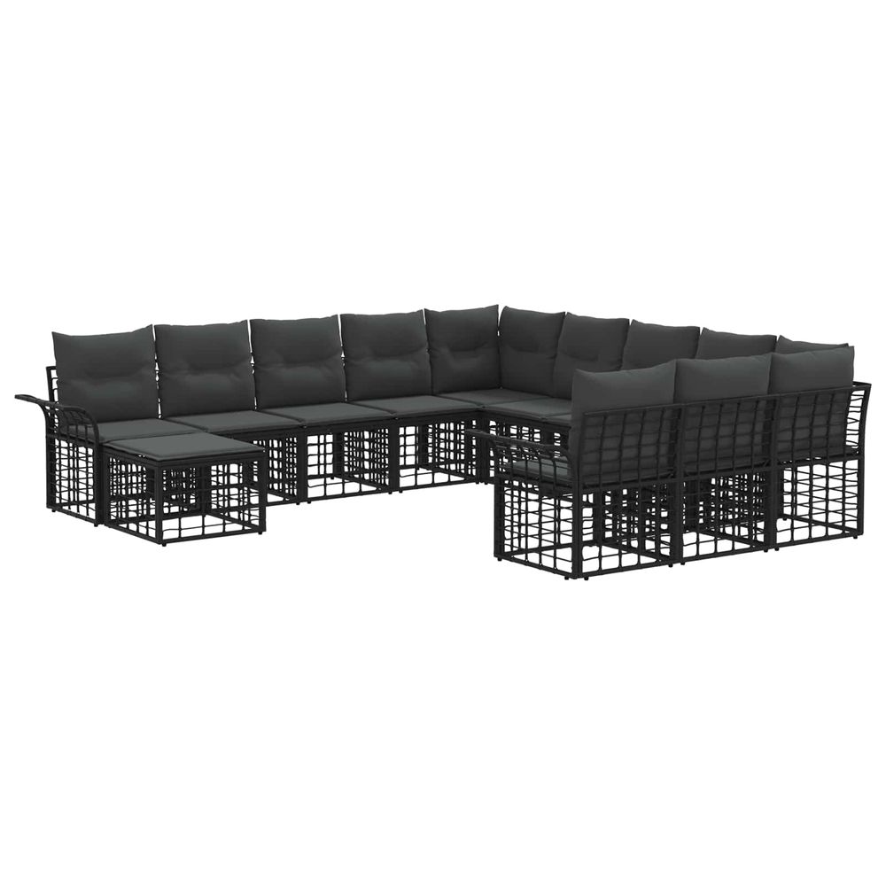 Ensemble de canapé de jardin 12 pc noir et gris foncé polyrotin