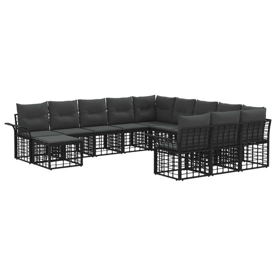 Ensemble de canapé de jardin 12 pc noir et gris foncé polyrotin