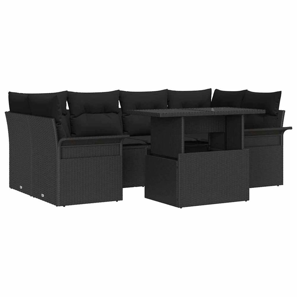 Ensemble de canapé de jardin 7 pc noir