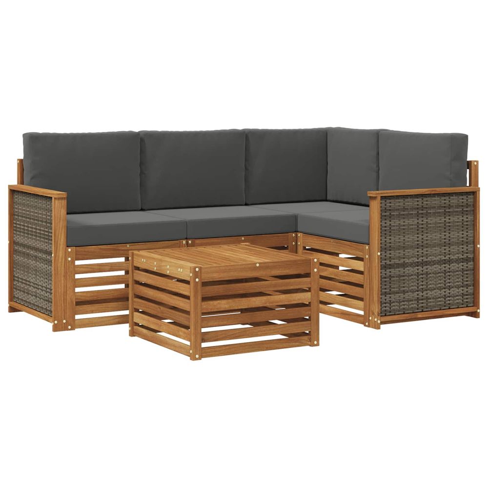 Ensemble de canapés d'extérieur 5 pc naturel et anthracite