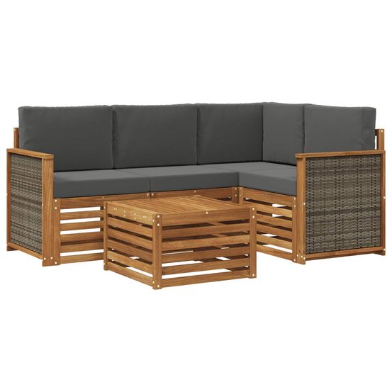 Ensemble de canapés d'extérieur 5 pc naturel et anthracite