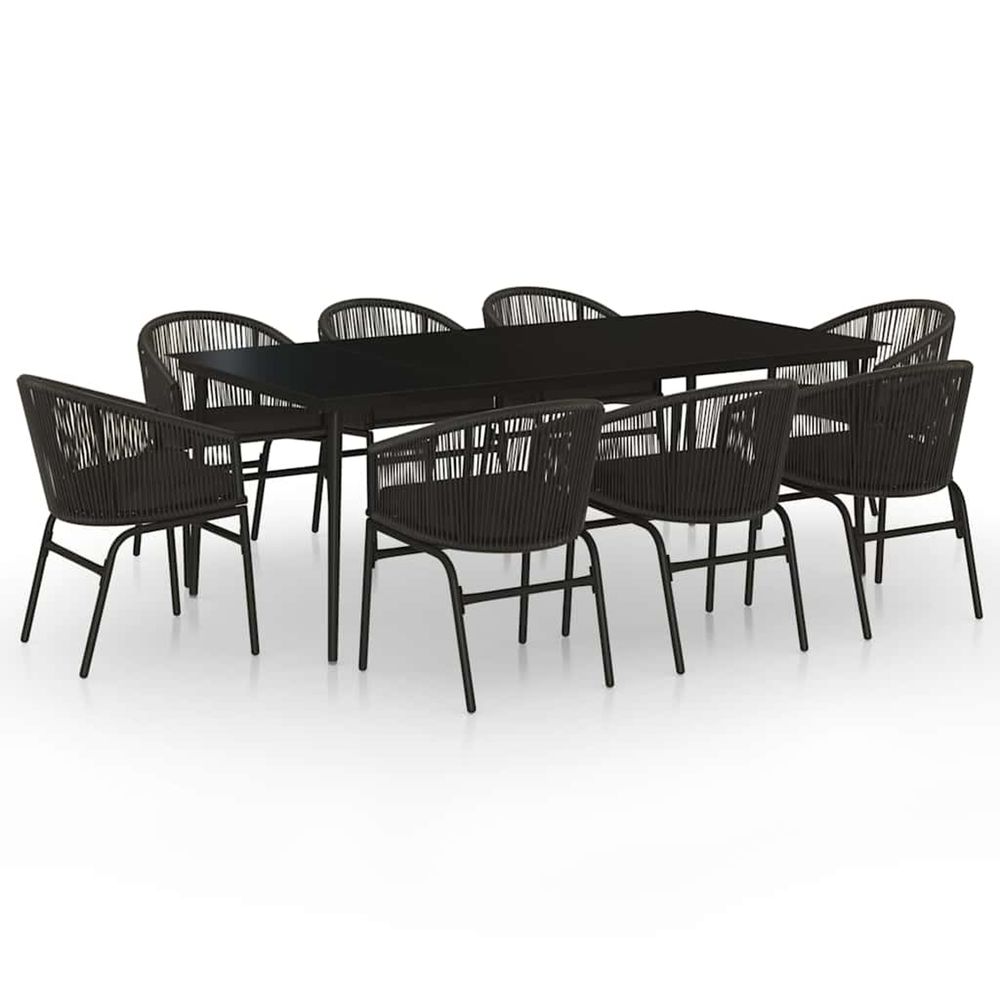 Ensemble à manger de jardin 9 pcs noir
