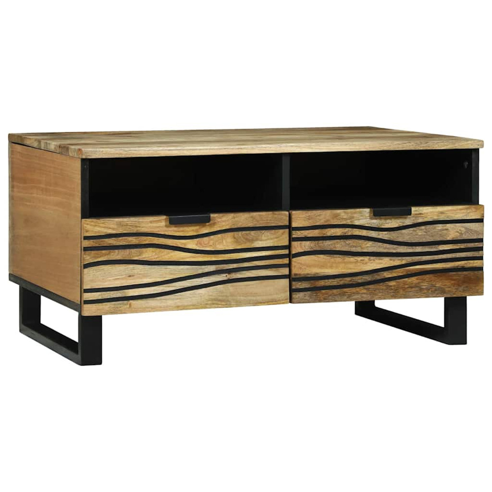 Table basse marron et noir 80 x 54 x 40 cm bois d'acacia massif