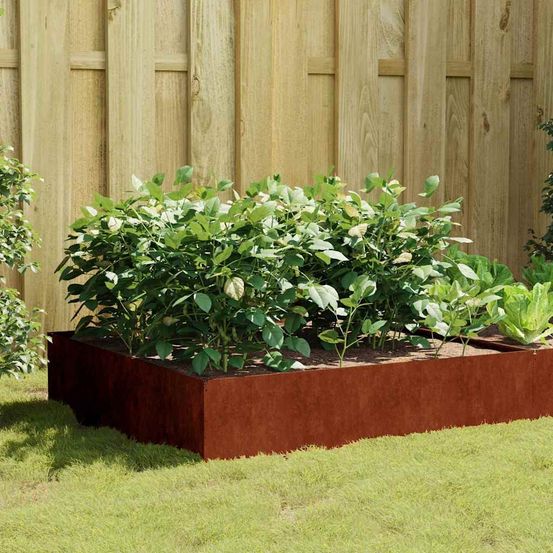 Carré potager acier corten pour jardin 100x100x41 cm