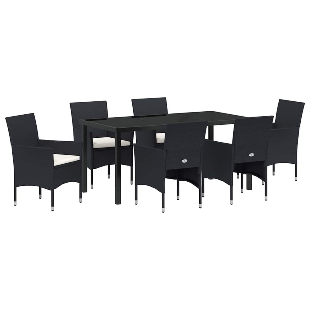 Ensemble de salle à manger pour jardin 7 pcs noir polyrotin