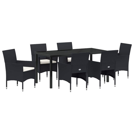 Ensemble de salle à manger pour jardin 7 pcs noir polyrotin