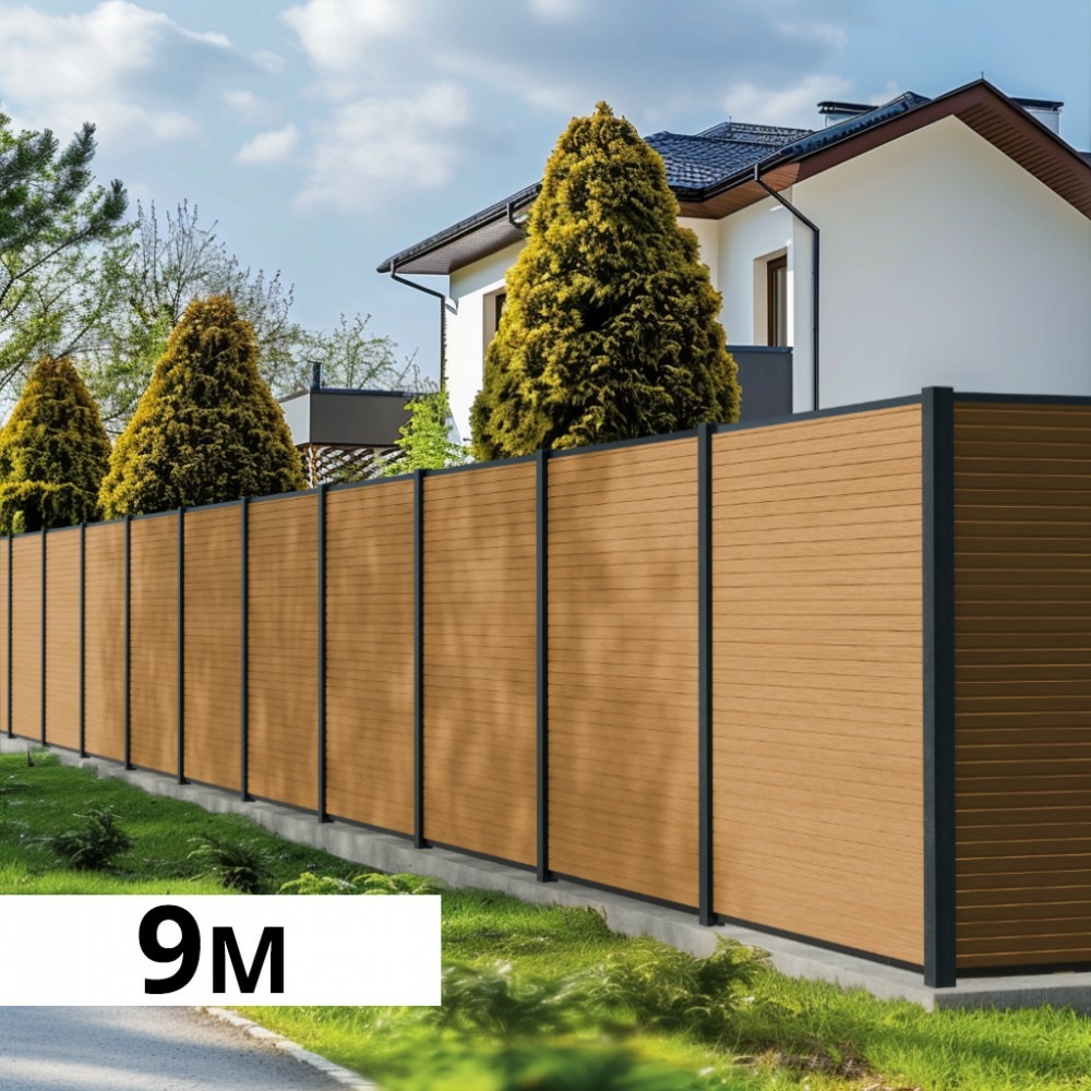 Kit clôture composite poteau à sceller - santos cèdre h-1,8m