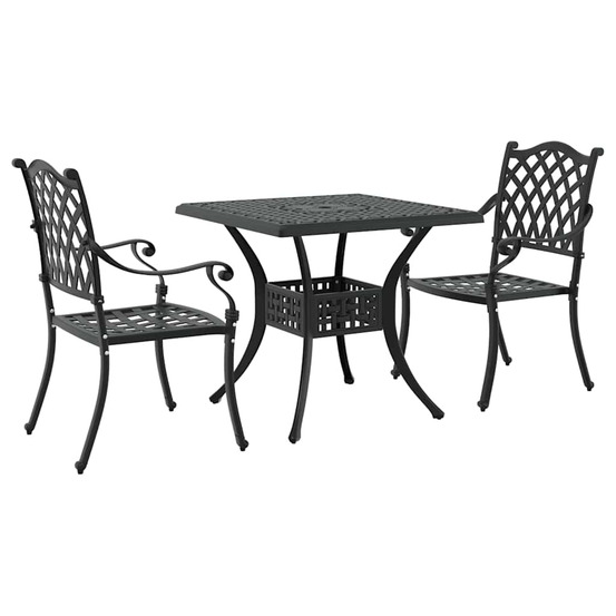 Ensemble de tables de jardin 3 pcs noir aluminium coulé