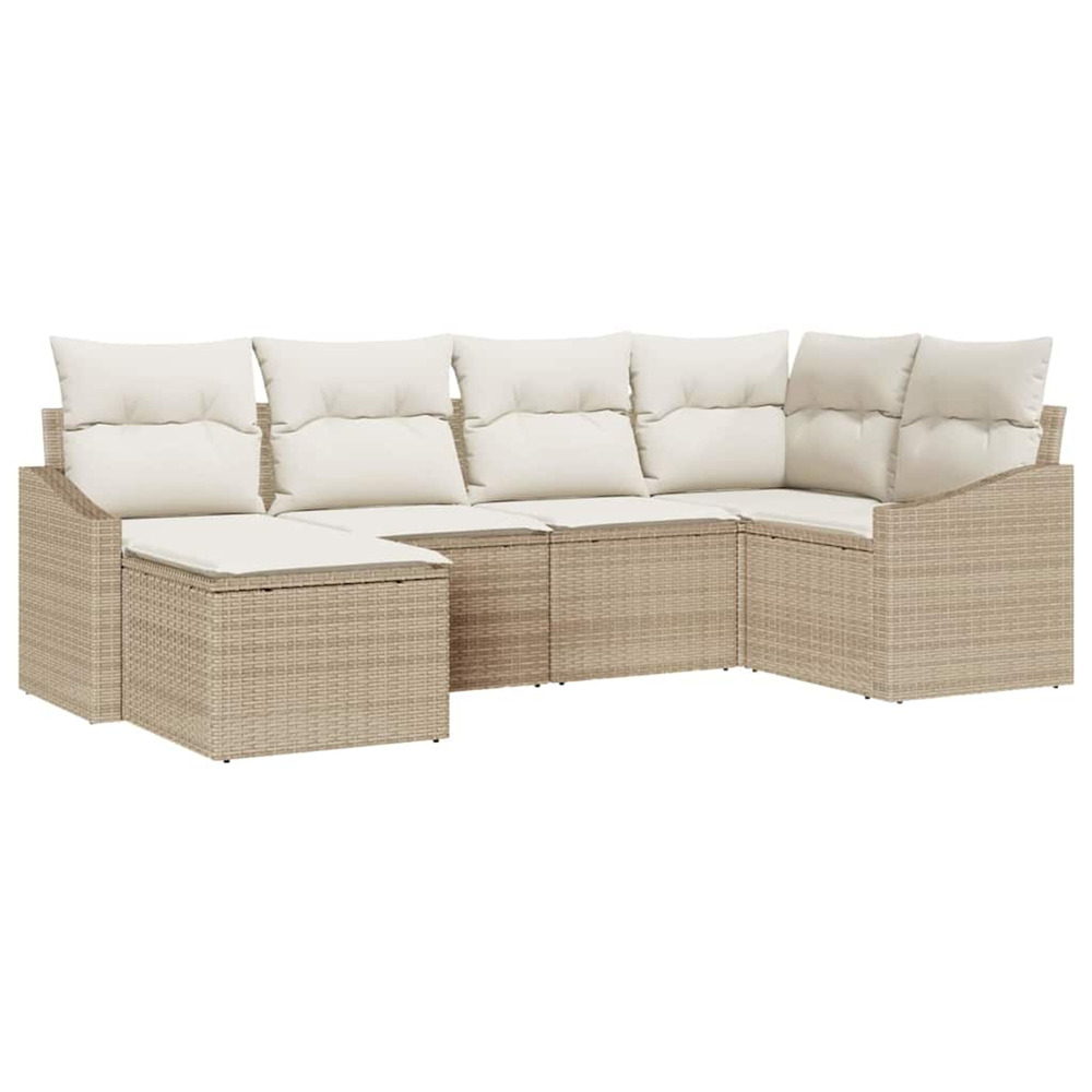 Ensemble de salle à manger pour jardin 6 pcs beige et crème
