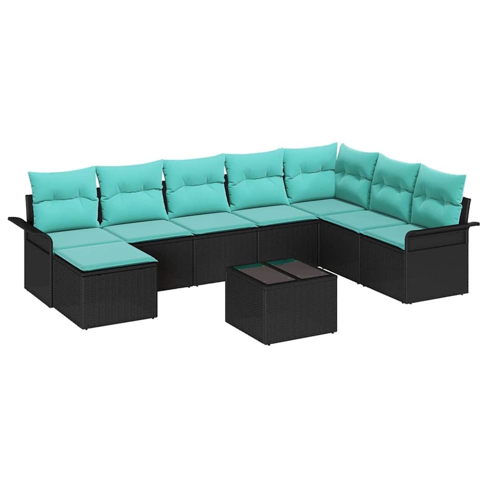 Ensemble de canapé de jardin 9 pc noir poly rotin