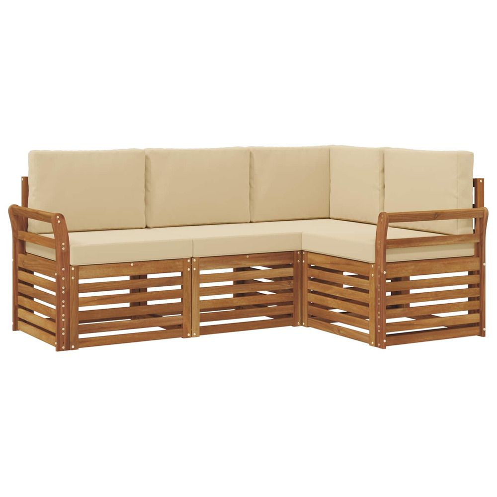 Ensemble de canapés d'extérieur 4 pc naturel et beige polyester