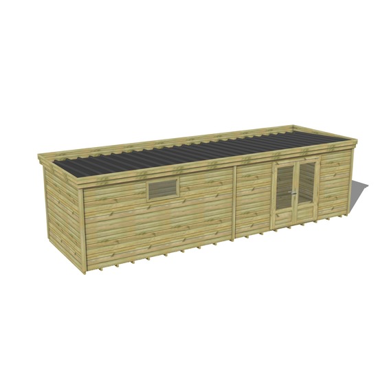 Abri de jardin bois pin traité autoclave 27mm - 9,09x2,64m / 24m2 - bac acier - plancher bois