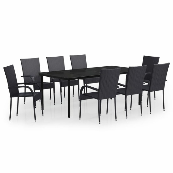 Ensemble à manger de jardin 9 pcs noir
