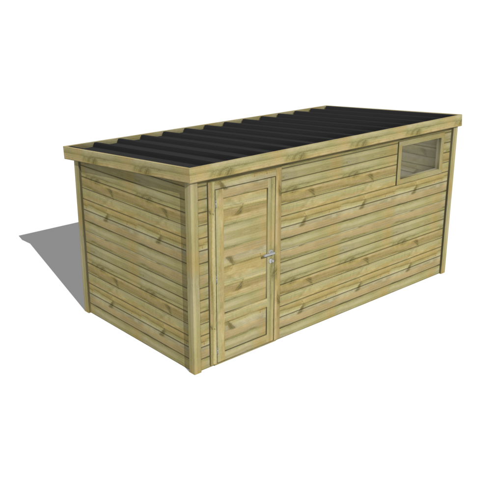 Abri de jardin bois pin traité autoclave 27mm - essentiel - 4,34x2,14m / 9m2 - bac acier - abri français