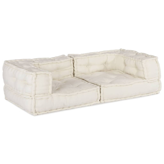 Canapé modulaire 2 places crème 140x70x36 tissu