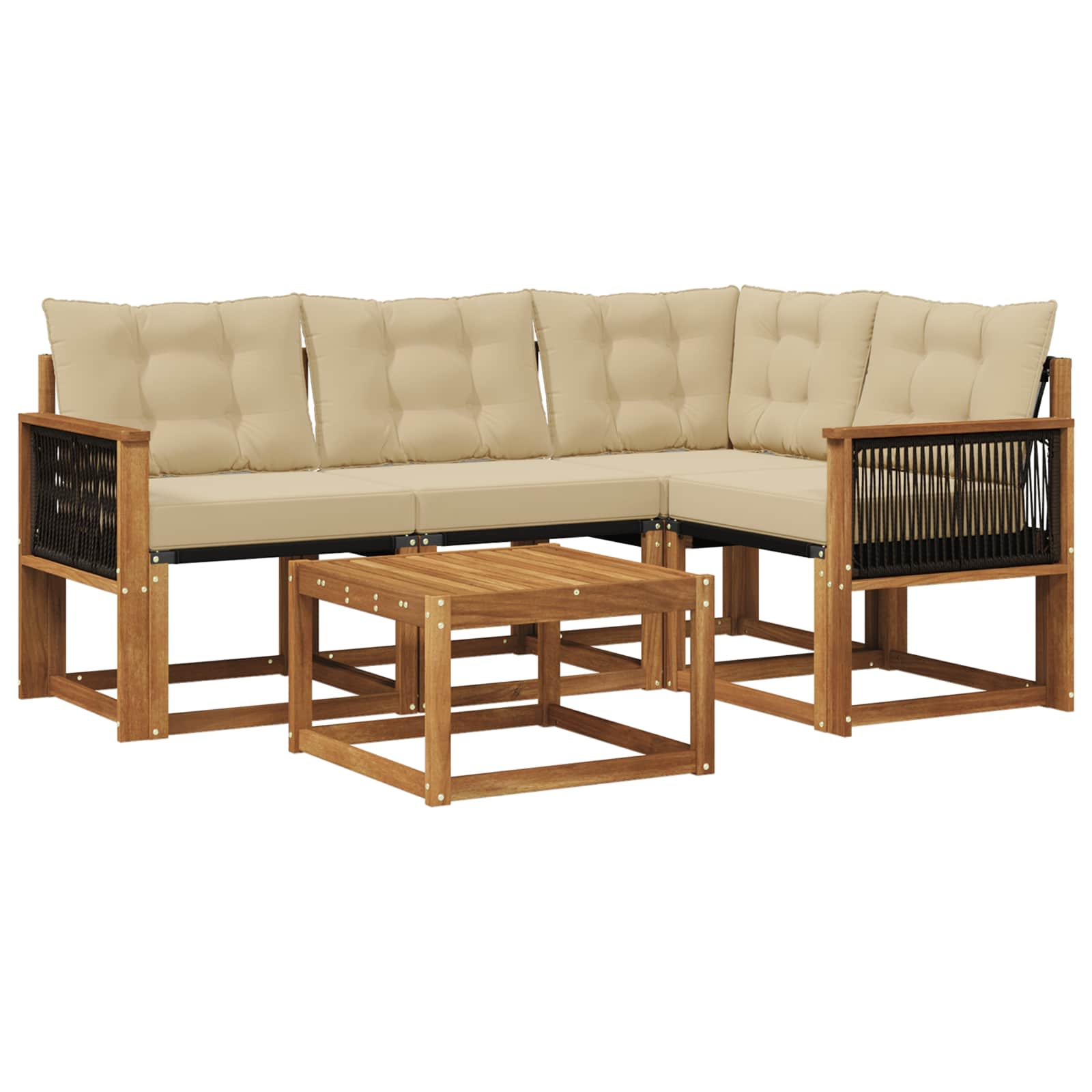 Ensemble de canapés d'extérieur 5 pcs naturel et beige