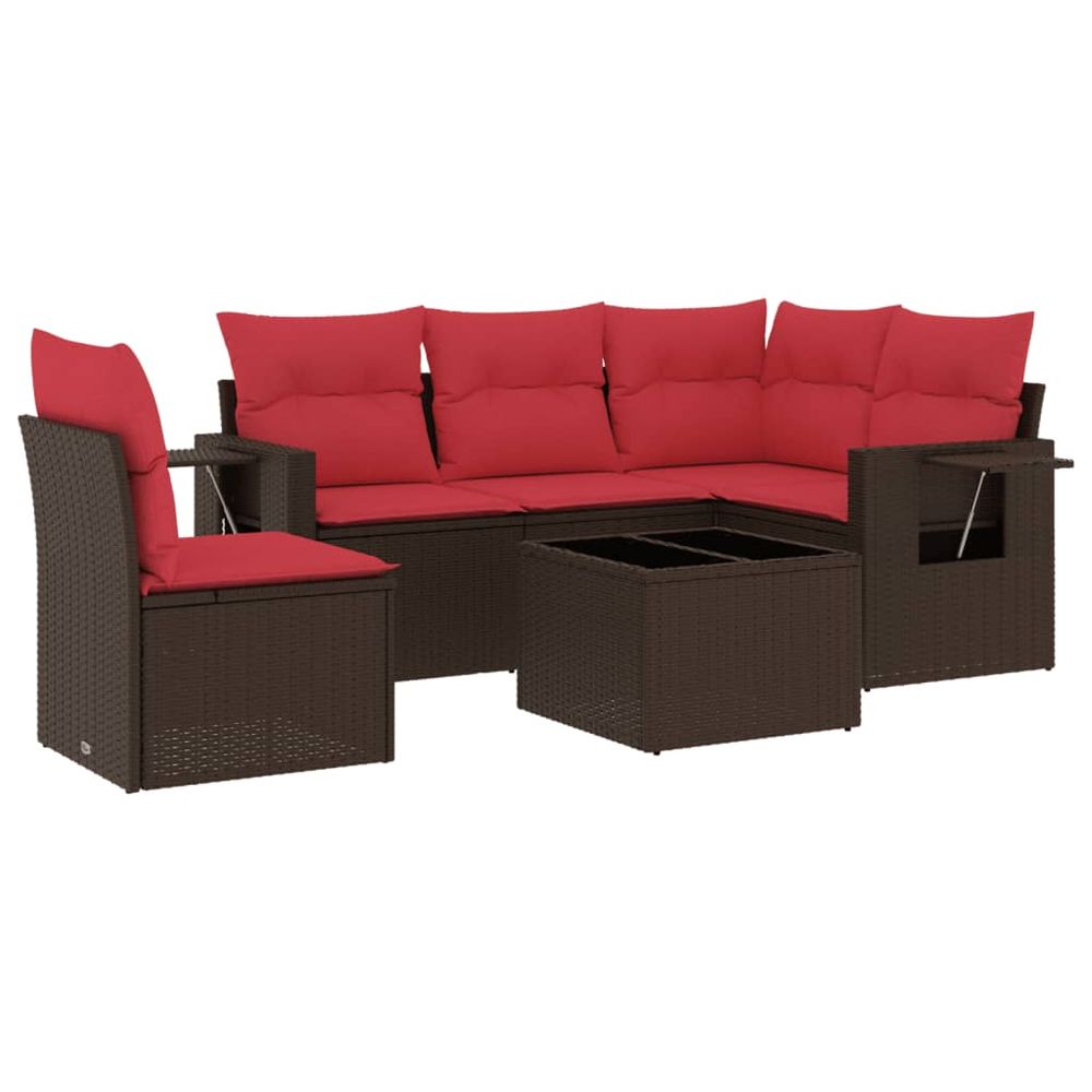Ensemble de canapé de jardin 6 pcs avec coussins marron
