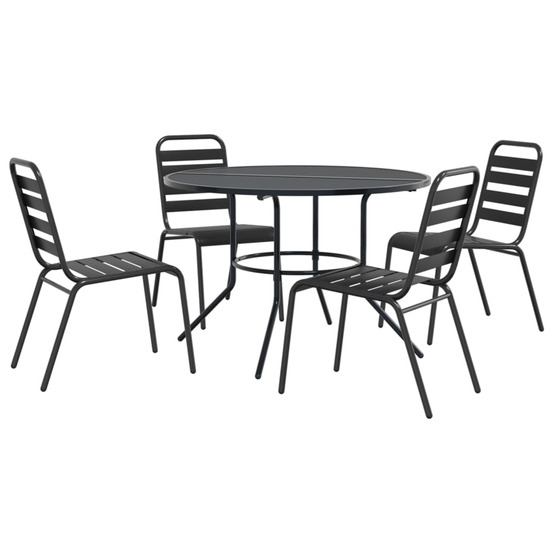 Ensemble de chaises de jardin empilables 5 pcs anthracite