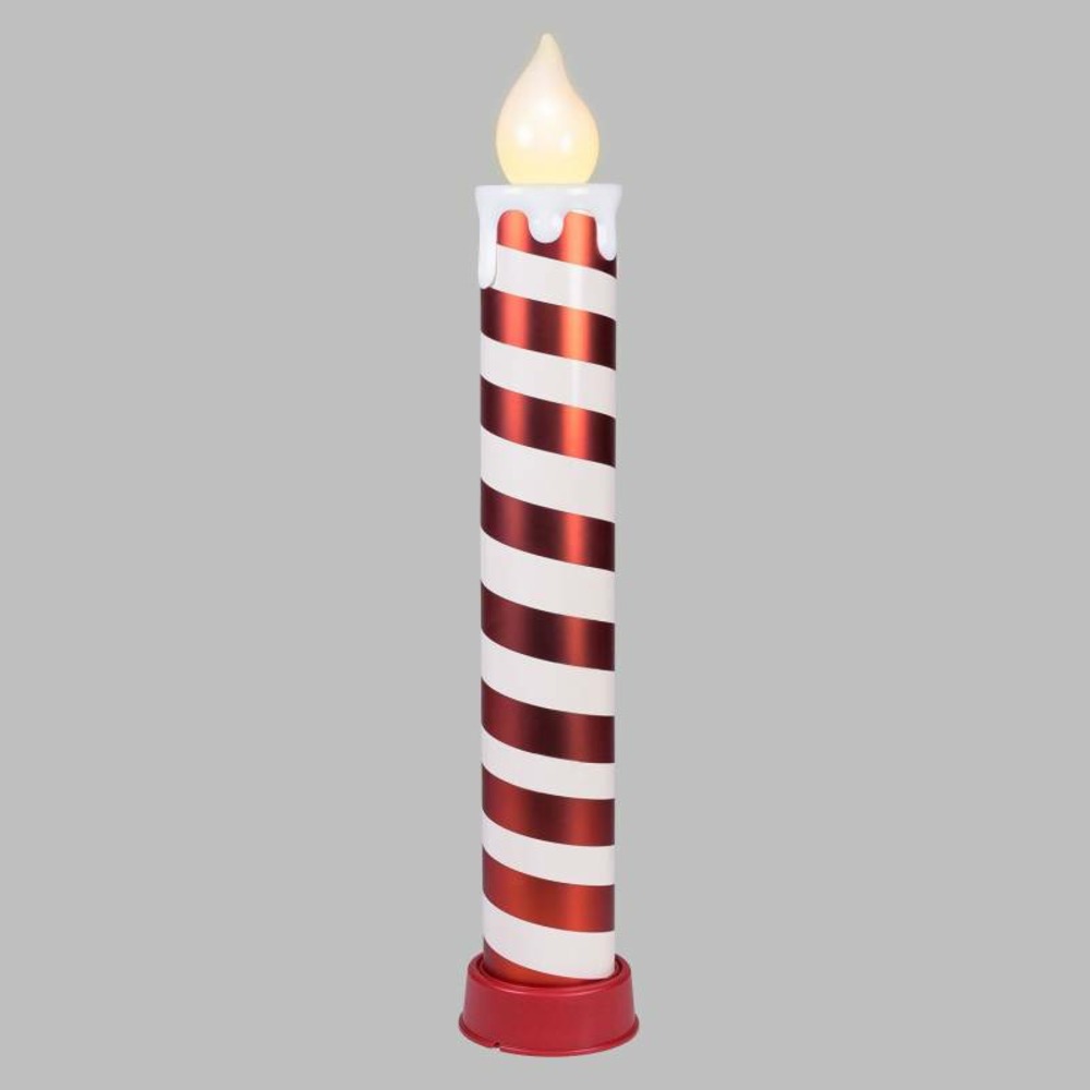 Bougie de noël géante blanche et rouge à led effet flamme h82cm intérieur et extérieur ip44