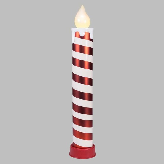 Bougie de noël géante blanche et rouge à led effet flamme h82cm intérieur et extérieur ip44