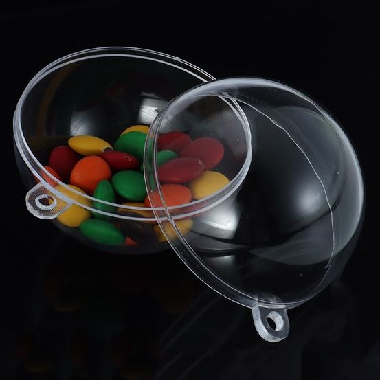 Boule de noël en plastique transparent - 8 cm
