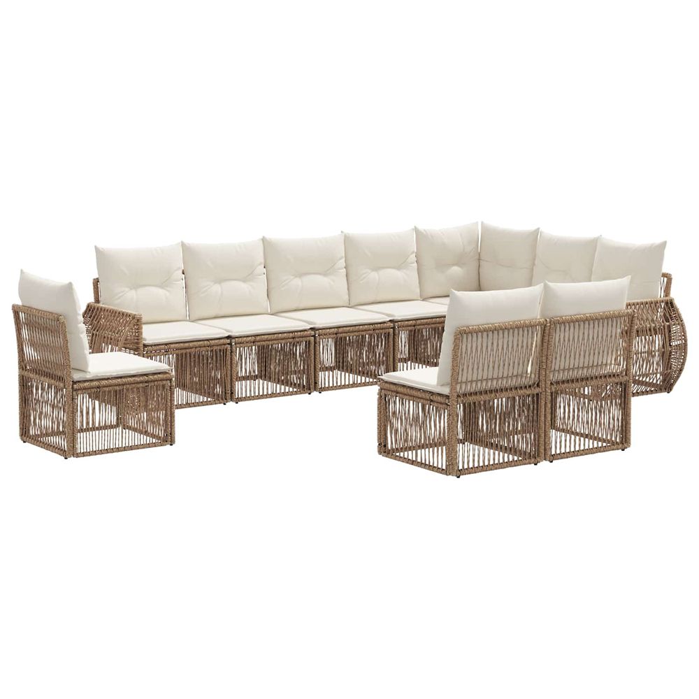 Ensemble de canapé de jardin 10 pc beige et blanc crème