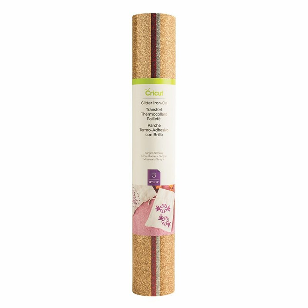 3 feuilles de flex thermocollant argenté, doré, rouge pailleté 30,5 x 30,5 cm - cricut