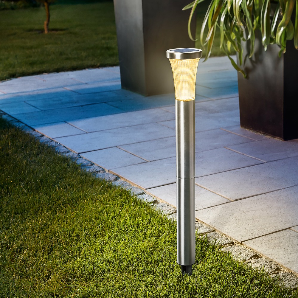 Esotec solar lampe sur pied towerlight 58 cm en acier inoxydable résistant aux intempéries à l'extérieur 102603