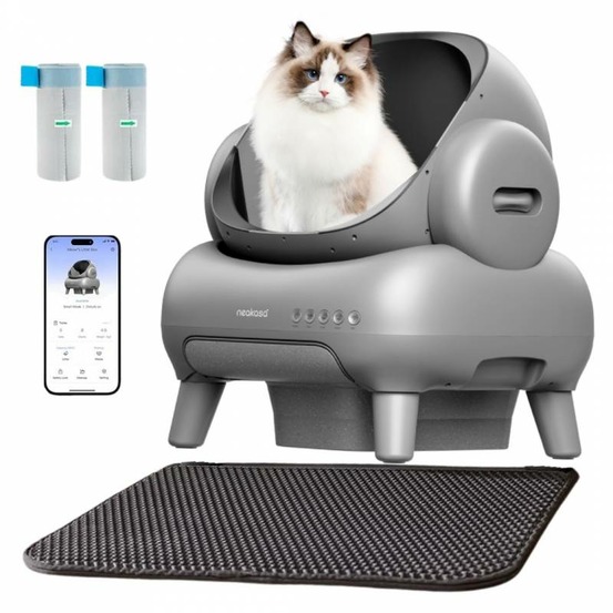 Neakasa litière automatique pour grands chats - grande ouverture - gris