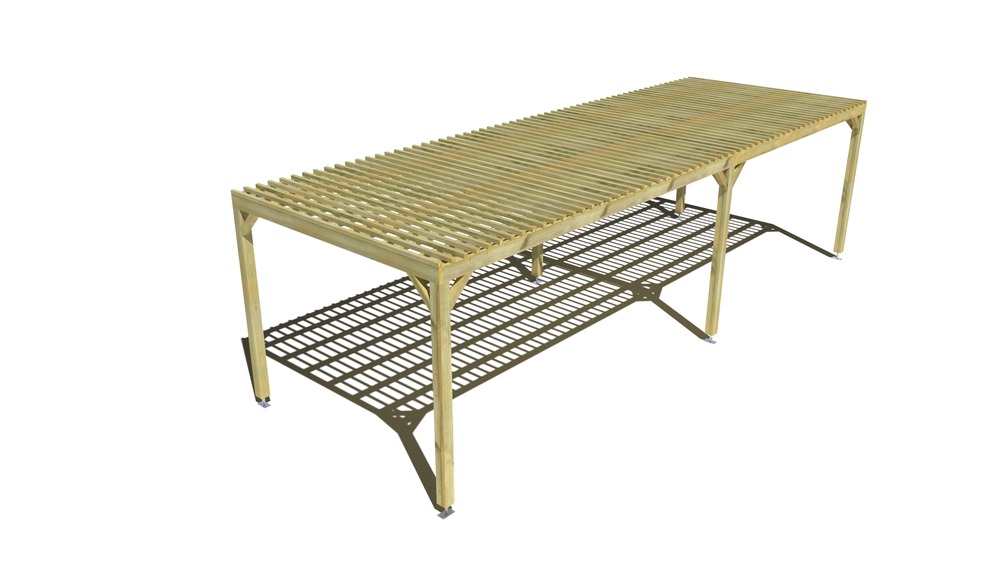 Pergola bois • 9m x 3m • indépendante • sens largeur • lattage bois • livraison comprise