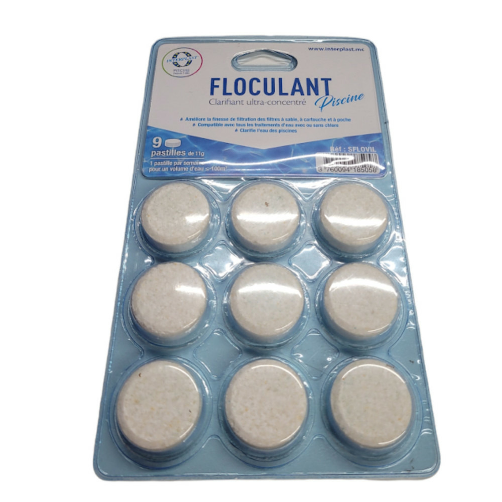 Lot de 5 blisters flovil de 9 pastilles - floculant clarifiant piscine
