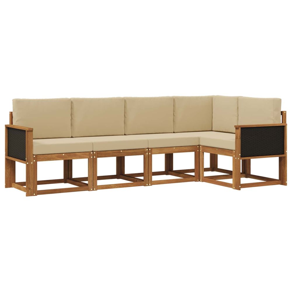 Ensemble de canapés d'extérieur 5 pc naturel et beige polyester