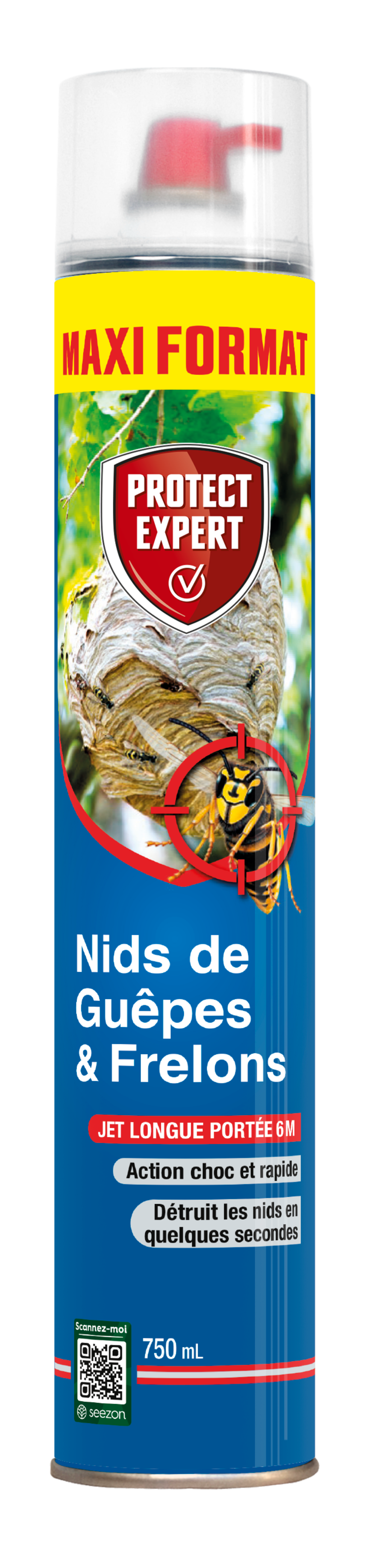 Anti nids de guêpes & frelons - action choc & rapide - détruit les nids en 1 minute - 750ml