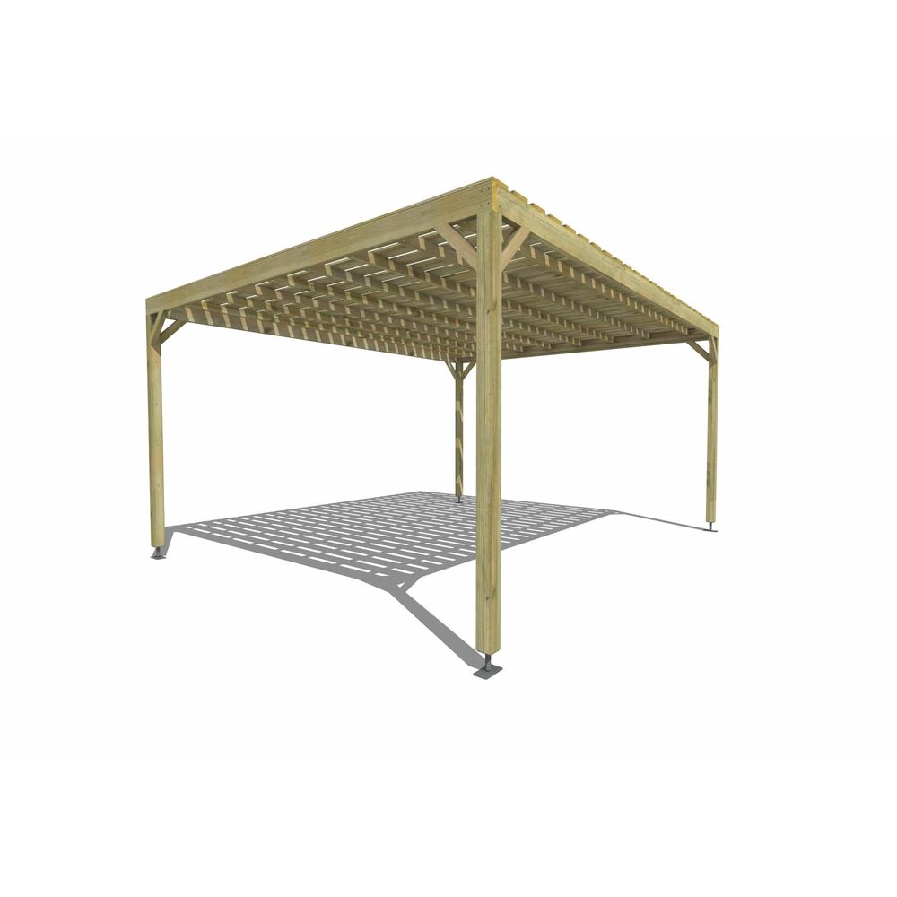 Pergola bois • 5m x 4m • indépendante • sens largeur • platelage bois • livraison comprise