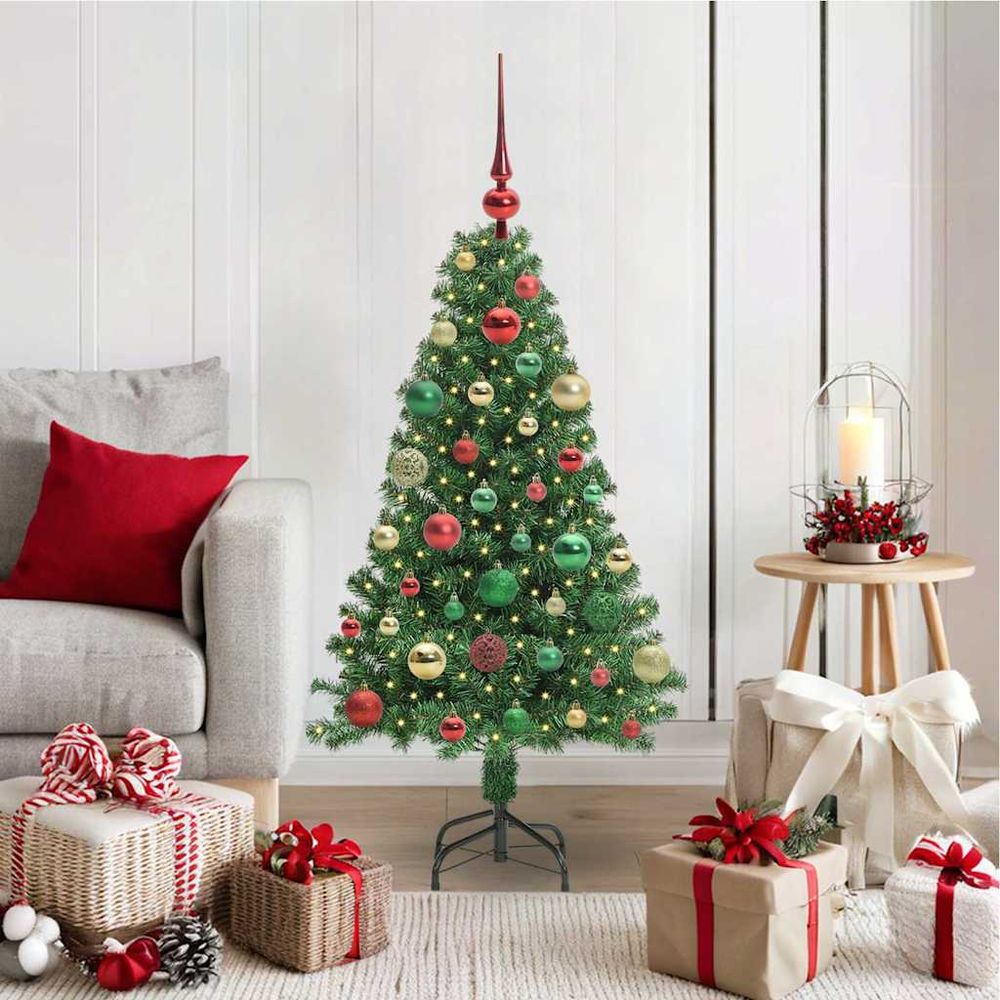 Sapin de noël artificiel 1,20m, kit de démarrage complet avec guirlande led et boules