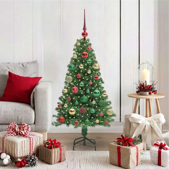 Sapin de noël artificiel 1,20m, kit de démarrage complet avec guirlande led et boules